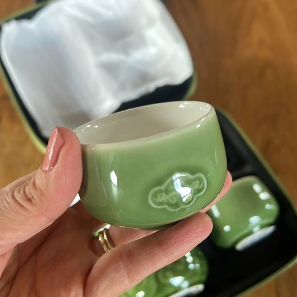 Acera Liven New Chinese Tea Set Jade Green Ceramic
